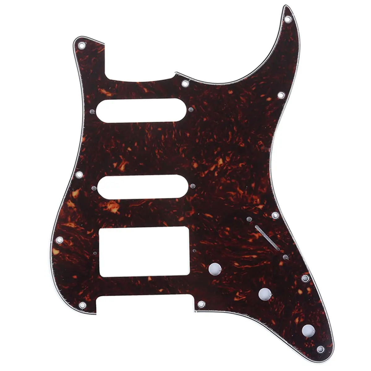 Musiclily Pro 11-Hole HSS Modern ST Guitar Pickguard 3Ply White | Fits American Stratocaster Guitars — 4Ply Tortoise Shell - main product image