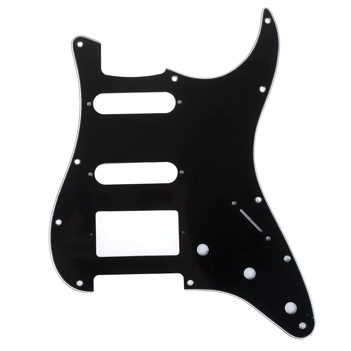 Musiclily Pro 11-Hole HSS Modern ST Guitar Pickguard 3Ply White | Fits American Stratocaster Guitars — 3Ply Black - main product image