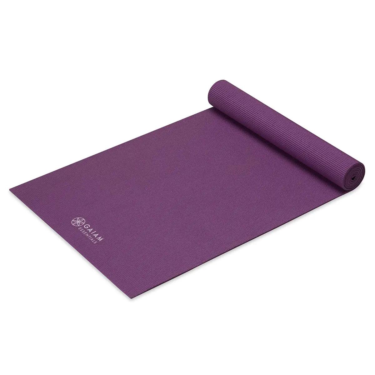 Gaiam Essentials Yoga Mat 6mm (0.25 Inch) Thick with Carrying Sling, Purple | Non-Slip Textured Surface for Yoga & Pilates - view 7
