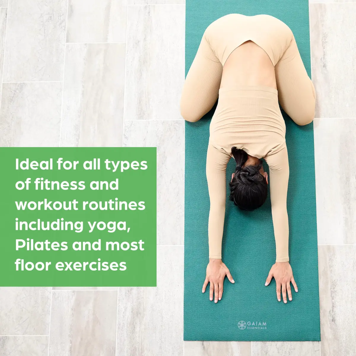 Gaiam Essentials Yoga Mat 6mm (0.25 Inch) Thick with Carrying Sling, Purple | Non-Slip Textured Surface for Yoga & Pilates - view 4