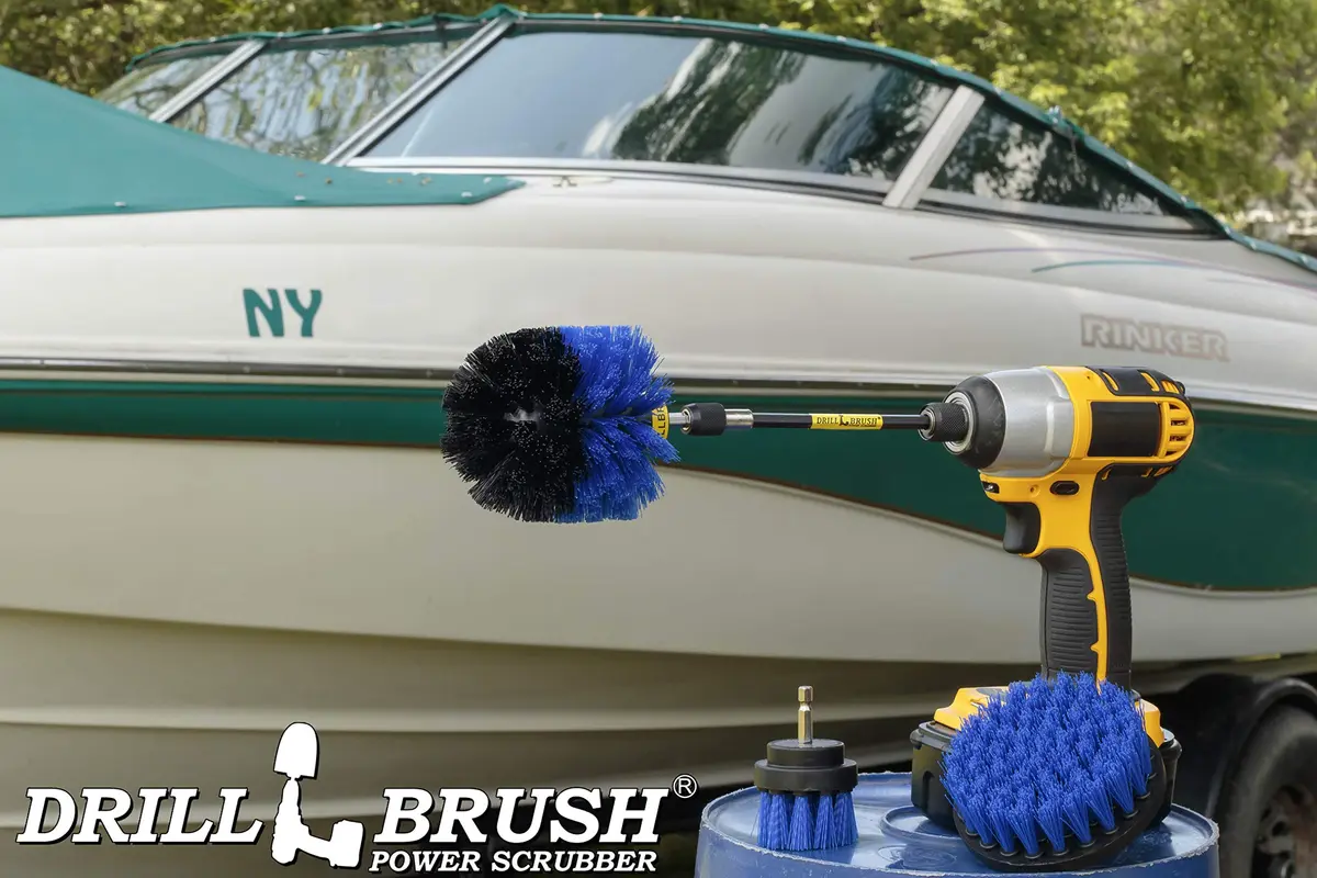 Drillbrush Hull Cleaning Brush Set - 3-Piece Marine & Boat Scrubbing Kit | Blue Nylon, 2in, 4in, 3.5in corner, 5in extension - view 6