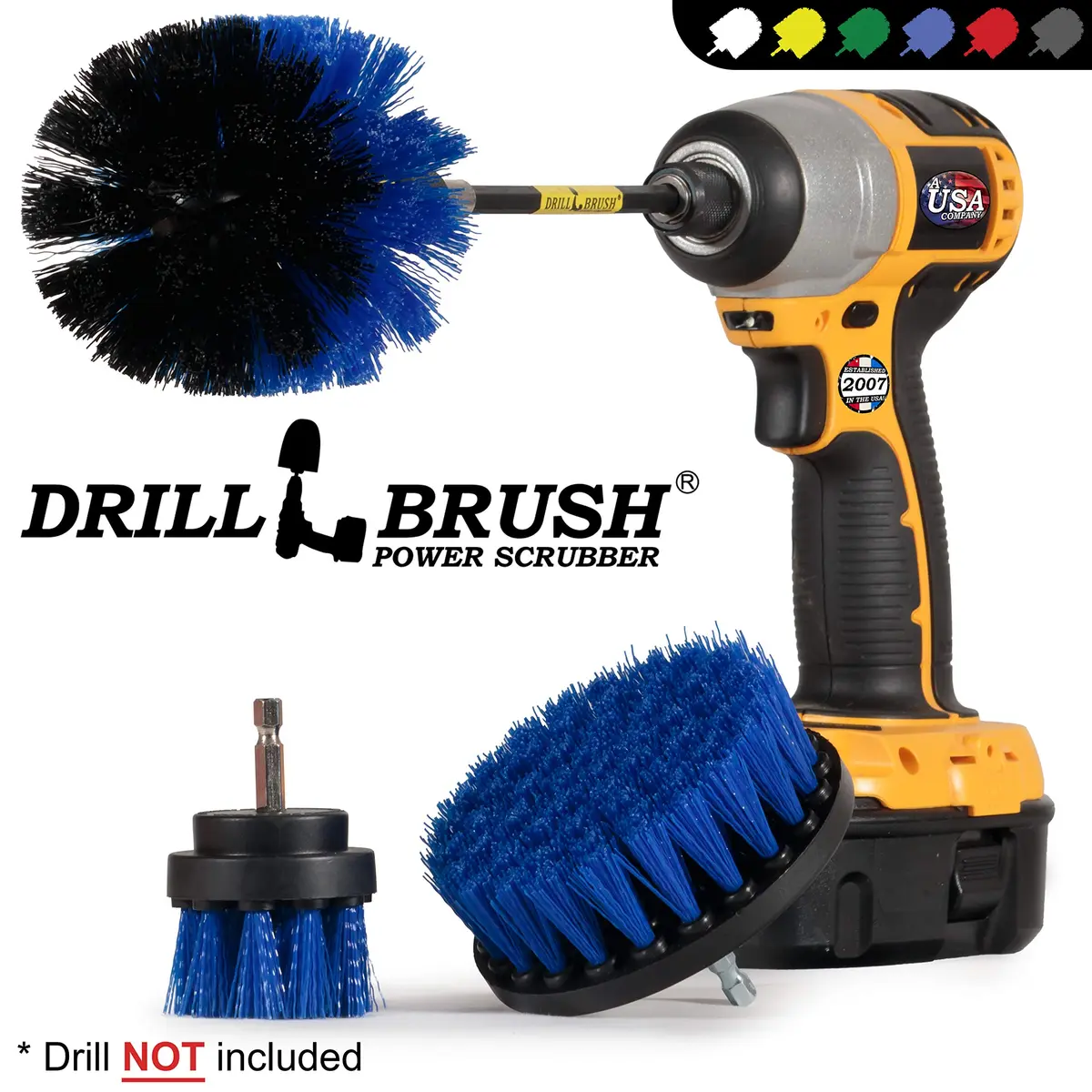Drillbrush Hull Cleaning Brush Set - 3-Piece Marine & Boat Scrubbing Kit | Blue Nylon, 2in, 4in, 3.5in corner, 5in extension - view 4