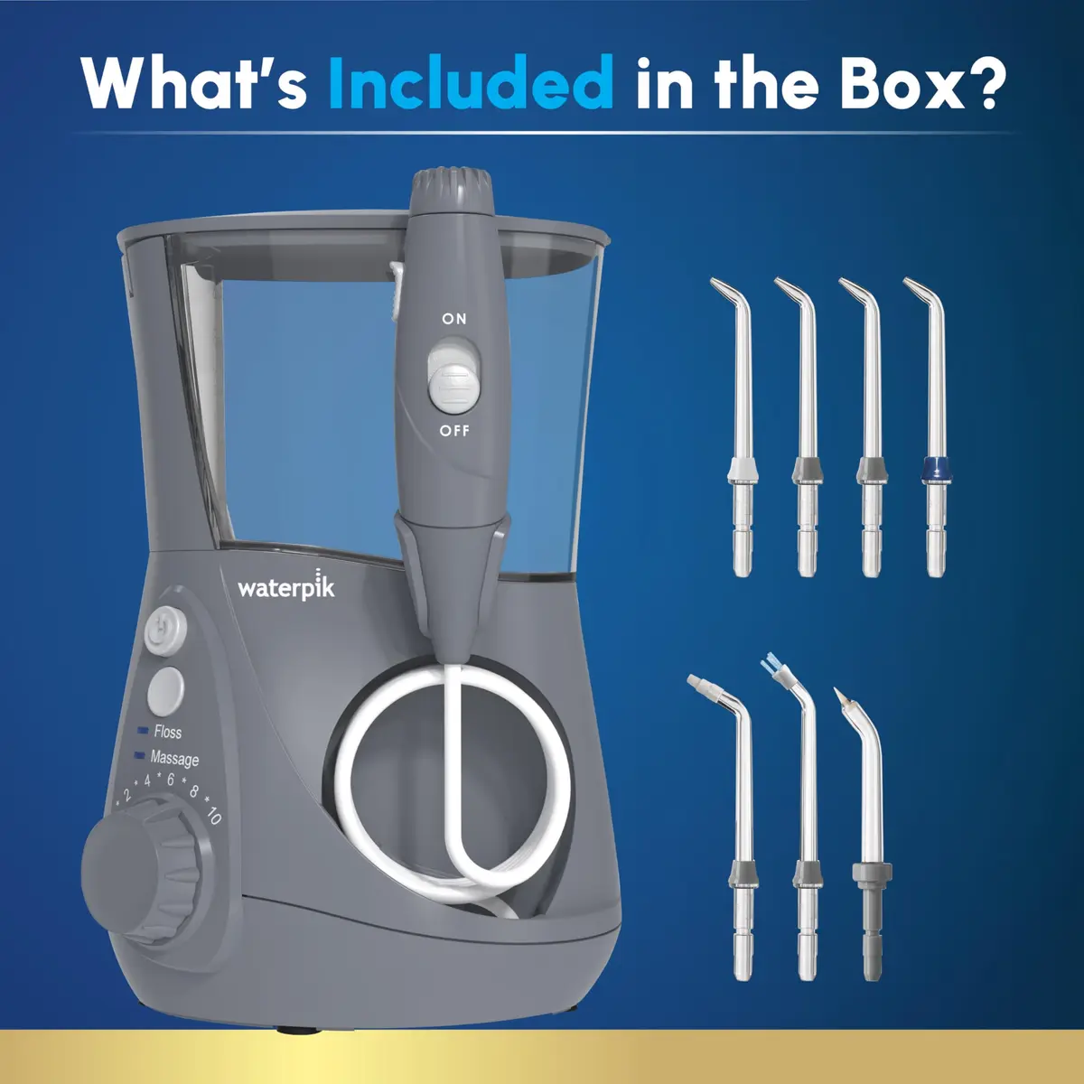 Waterpik Aquarius Countertop Water Flosser WP-667 Gray | 10 Settings, 7 Tips, ADA Accepted - view 4