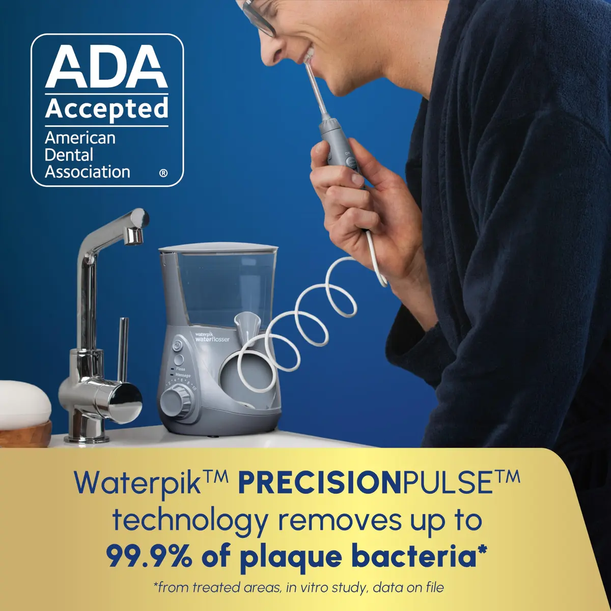 Waterpik Aquarius Countertop Water Flosser WP-667 Gray | 10 Settings, 7 Tips, ADA Accepted - view 3