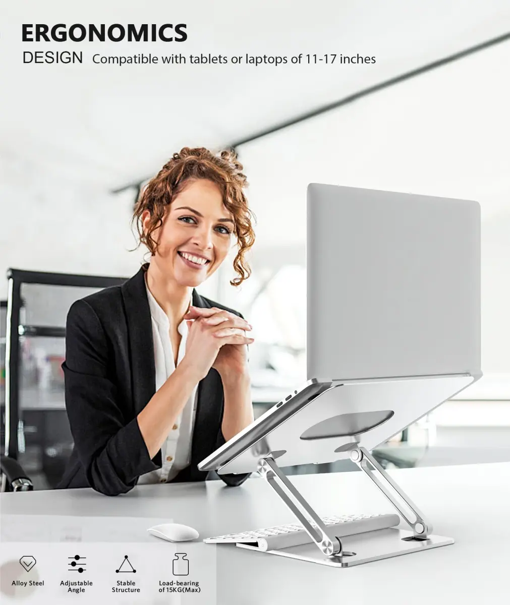 BoYata Adjustable Laptop Stand Silver | Multi-Angle Riser for Laptops up to 17 Inches - view 2