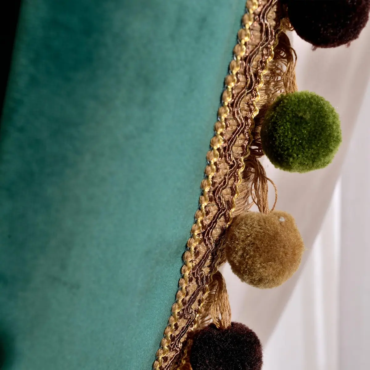 Melodieux Pom Poms Wide Velvet Curtains 100" W x 96" L | Vintage Luxury Room Darkening (120 chars) - view 9