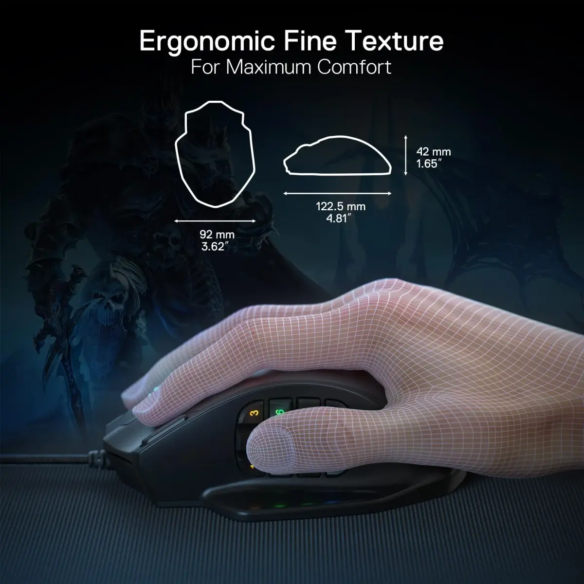 Redragon M908 Wired MMO RGB Gaming Mouse 12400 DPI 18 Programmable Buttons Black | High Precision Optical Sensor - view 7
