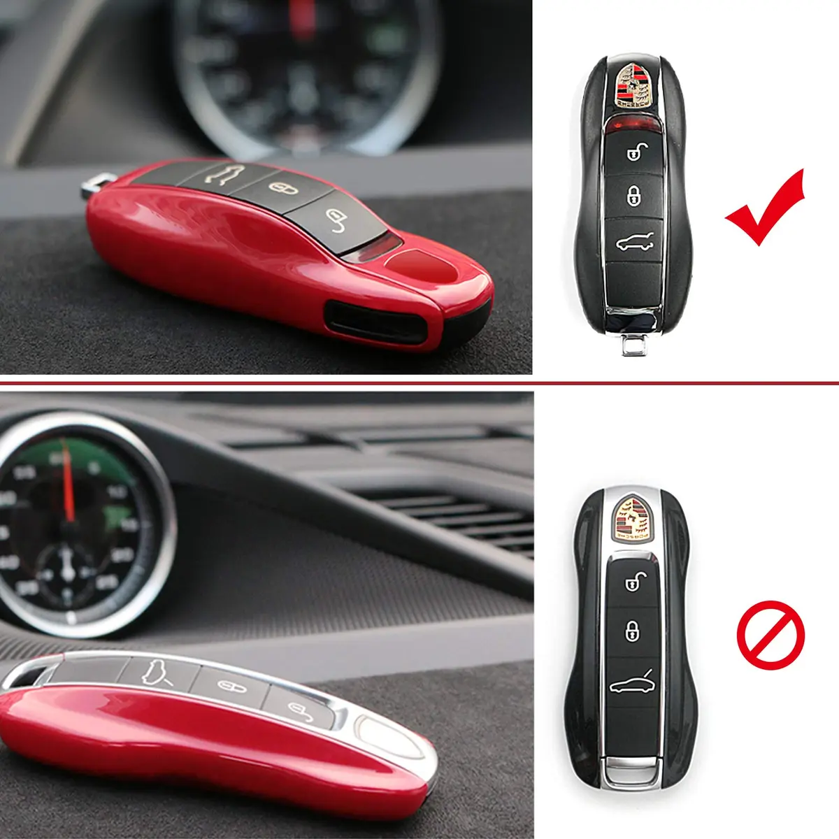 Jaronx Soft Rubber Key Button Cover for Porsche Panamera | Black - view 2