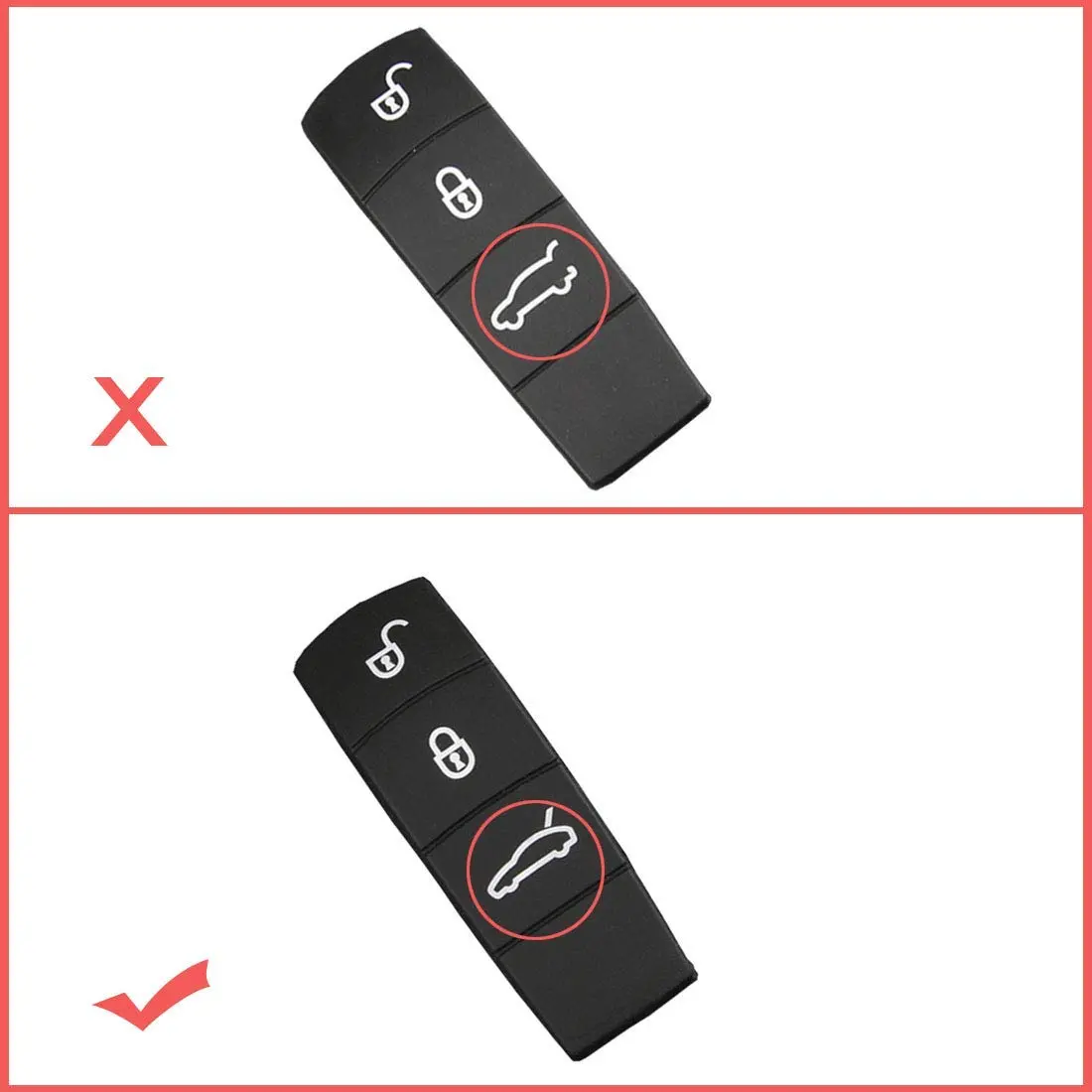 Jaronx Soft Rubber Key Button Cover for Porsche Panamera | Black - view 3