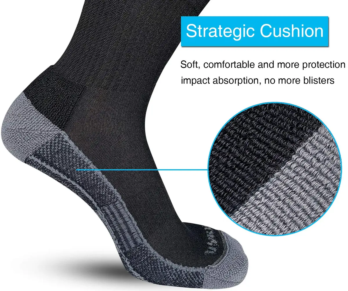APTYID Men's Moisture Wicking Cushioned Crew Work Boot Socks 6 Pairs (Size 9-12, Black) | Breathable & Durable for Work - view 5