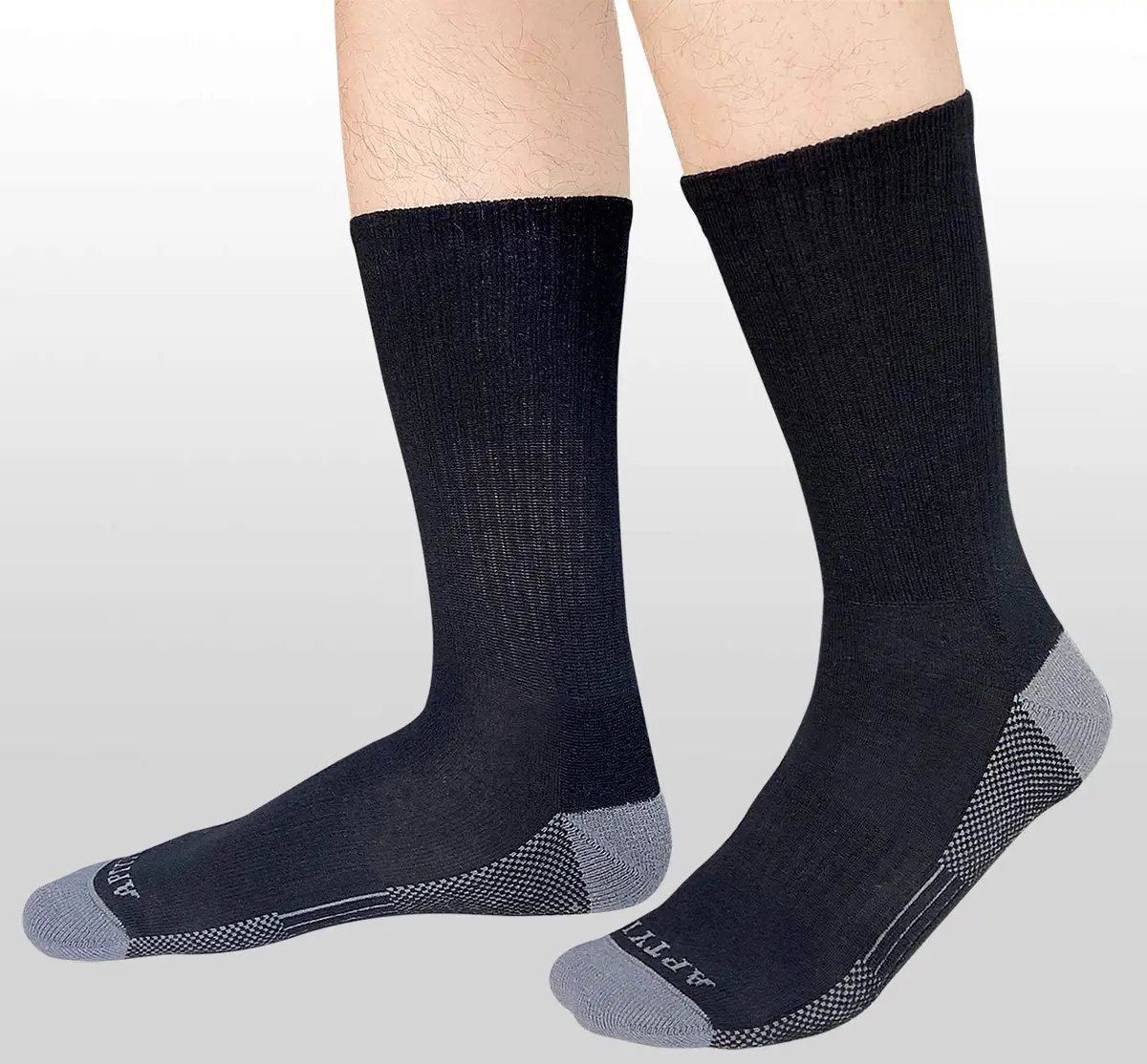 APTYID Men's Moisture Wicking Cushioned Crew Work Boot Socks 6 Pairs (Size 9-12, Black) | Breathable & Durable for Work - view 7