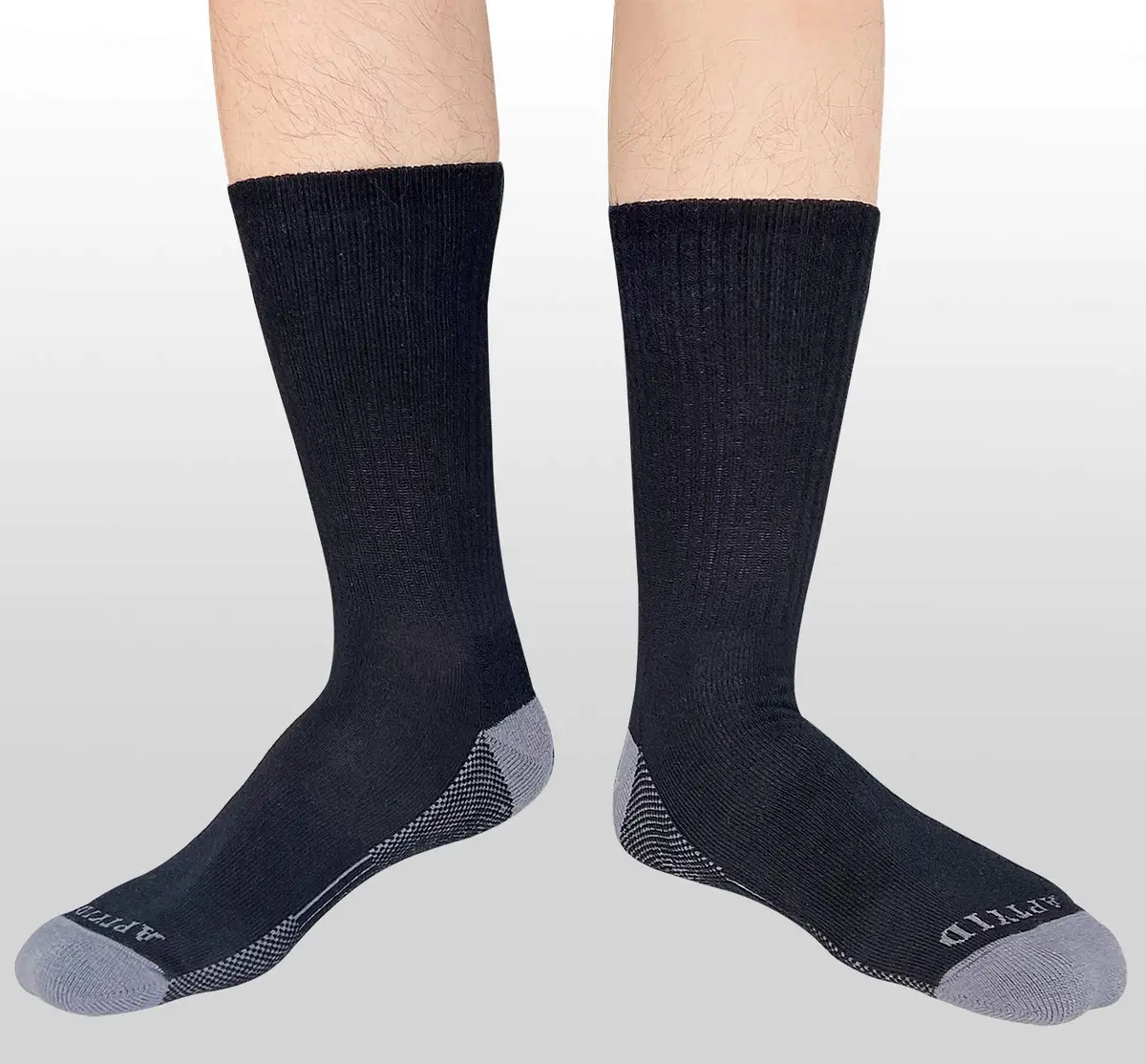 APTYID Men's Moisture Wicking Cushioned Crew Work Boot Socks 6 Pairs (Size 9-12, Black) | Breathable & Durable for Work - view 2