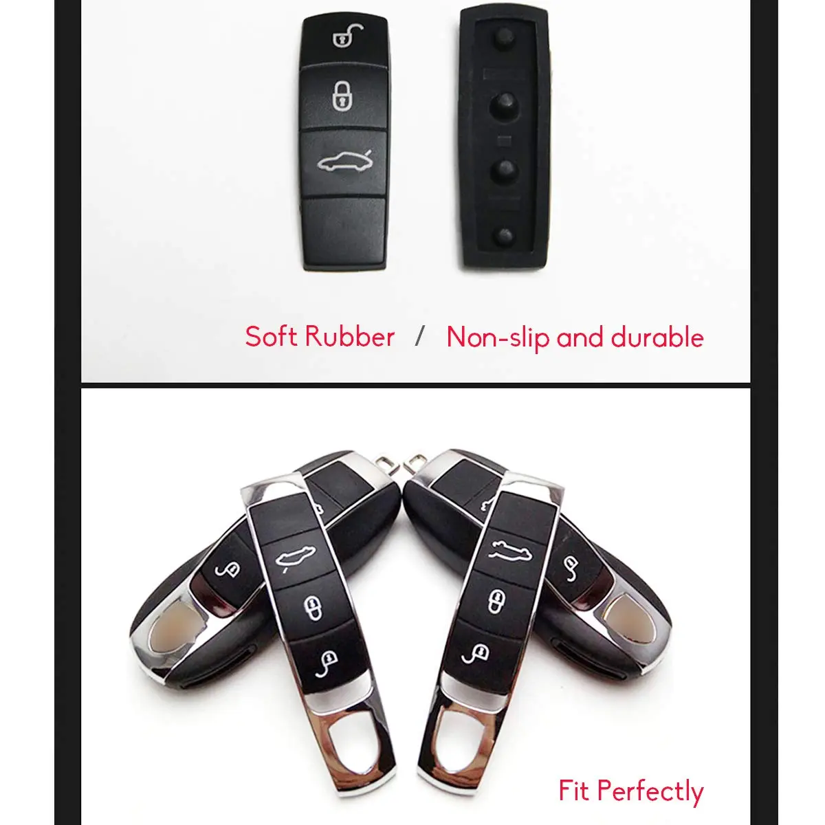 Jaronx Keyless Entry Remote Key Button Cover for Porsche Cayenne/Macan | Black Rubber Protector - view 5