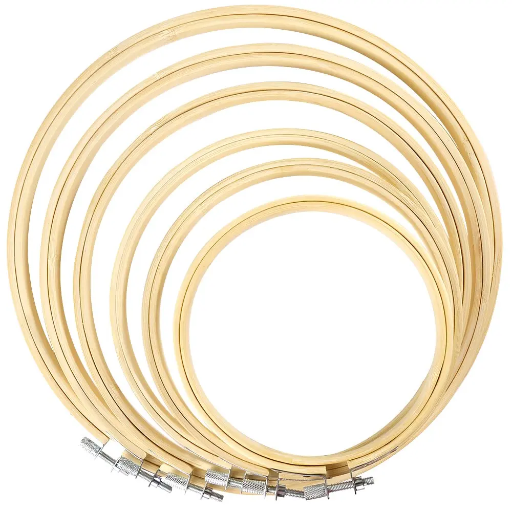 Caydo 6-Piece Embroidery Hoop Set, 4-10 inch (10-26cm) | Natural Bamboo Cross Stitch Rings - main product image