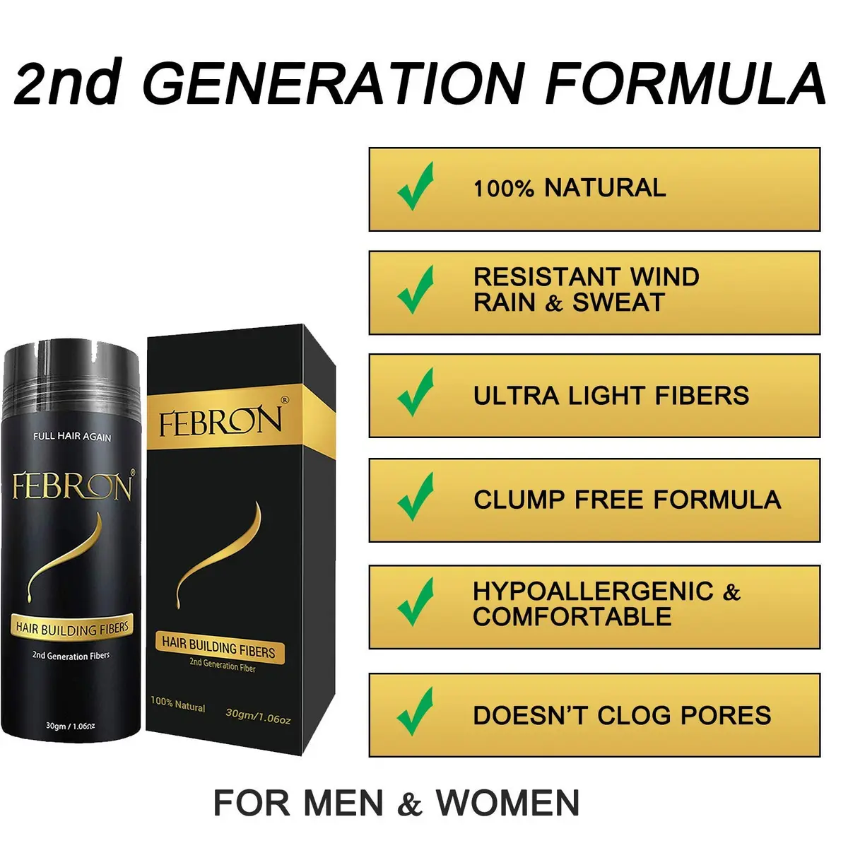 FEBRON Hair Fibers For Thinning Hair Medium Brown 30g | Natural, Undetectable & Lasts All Day - view 7