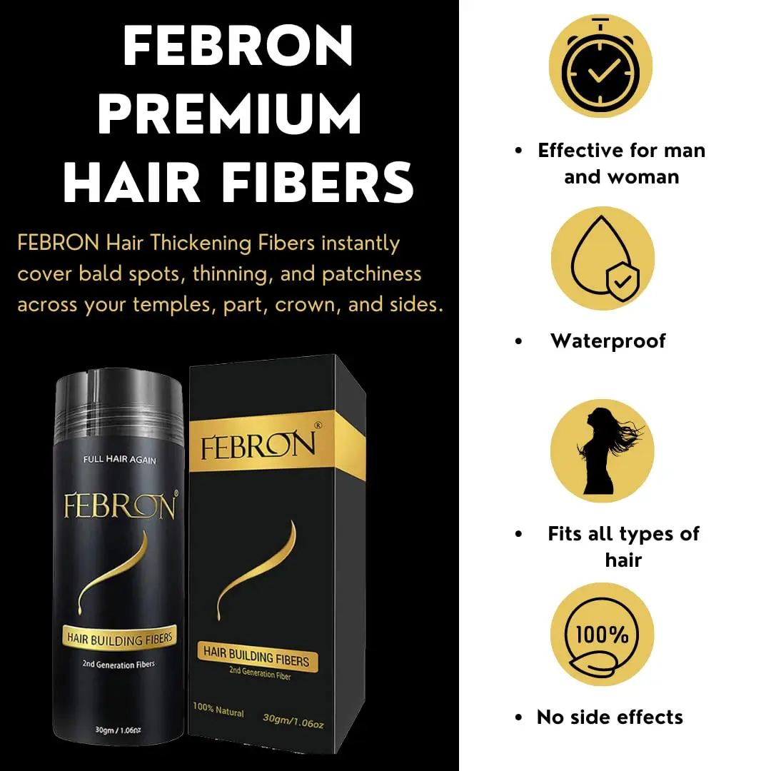FEBRON Hair Fibers For Thinning Hair Medium Brown 30g | Natural, Undetectable & Lasts All Day - view 4