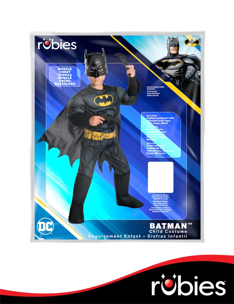 Rubies DC Comics Batman Deluxe Muscle Chest Costume for Kids, Boys XS (2-4) | Officially Licensed Superhero Outfit - view 6