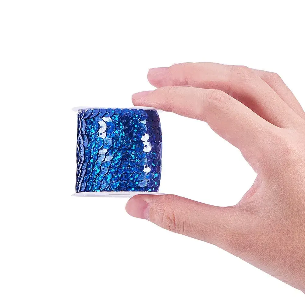PH PandaHall Mermaid Flat Sequin Strip 30 Yards (90 ft) | Blue Series Colors, 6mm Wide, Sewing Trim for Crafts & Costumes - view 7