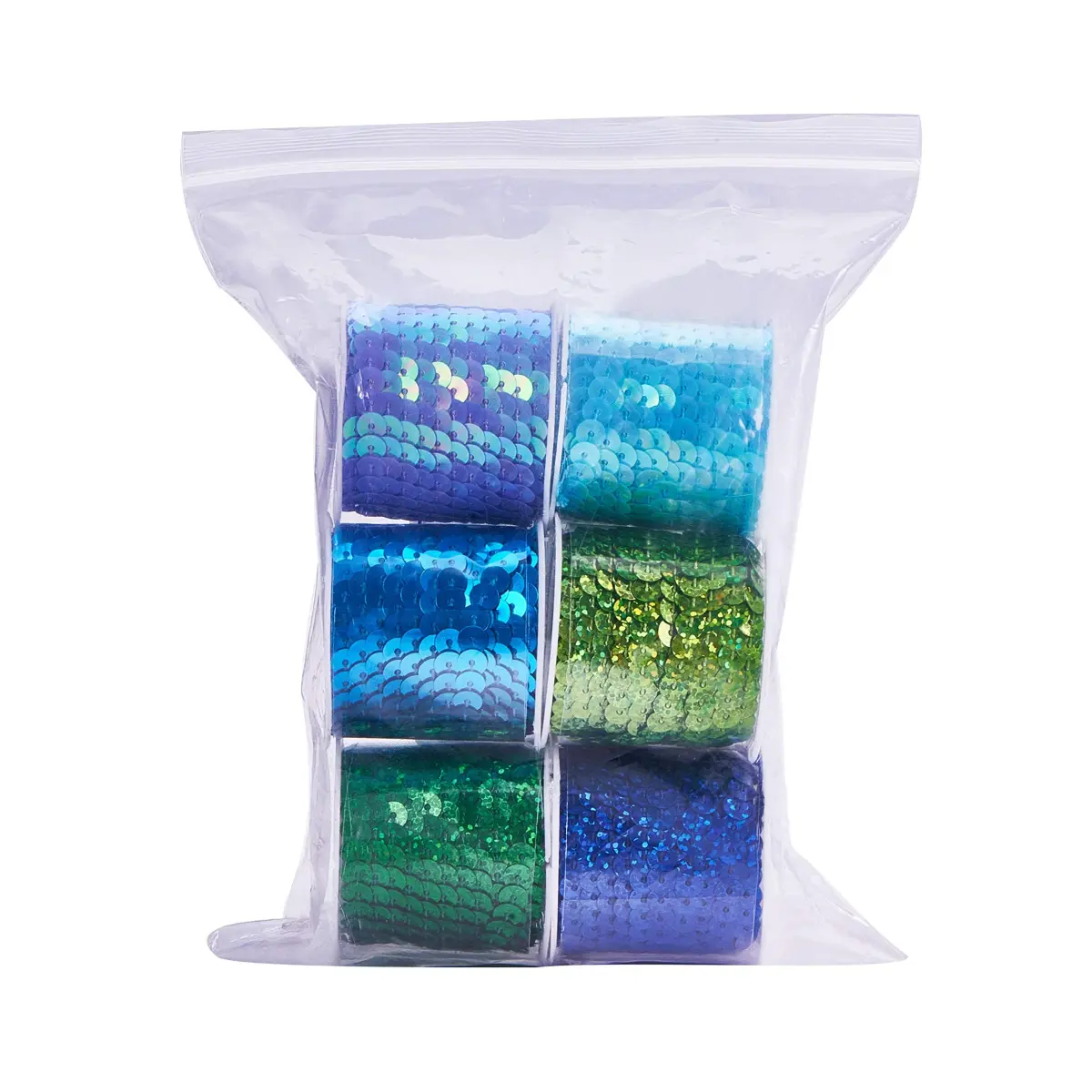 PH PandaHall Mermaid Flat Sequin Strip 30 Yards (90 ft) | Blue Series Colors, 6mm Wide, Sewing Trim for Crafts & Costumes - view 8