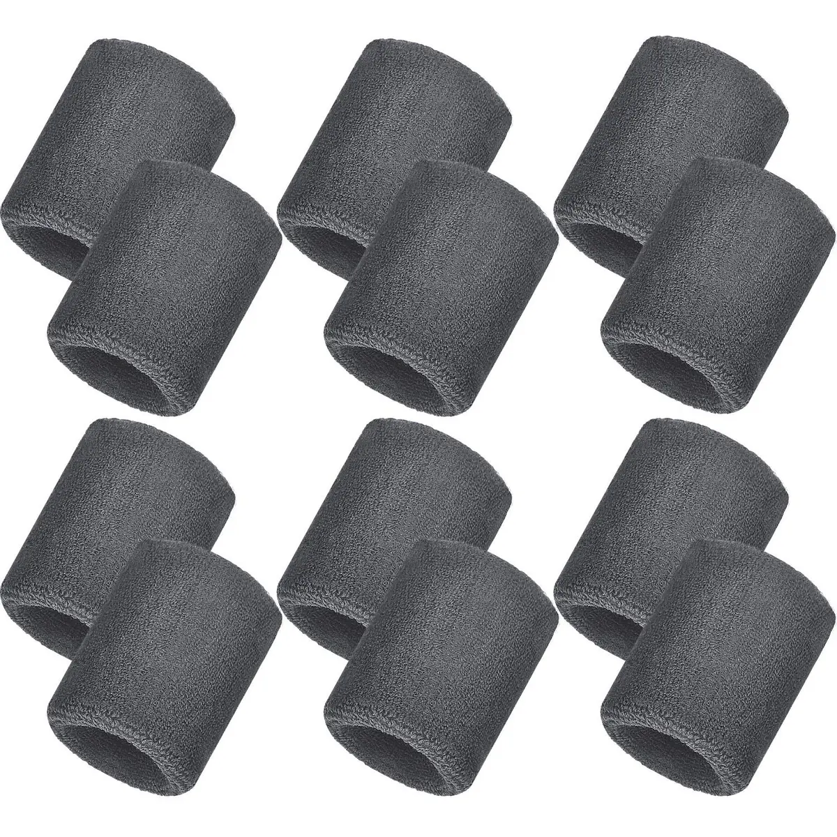 Bememo 12 Pcs Sweatbands Wrist Bands, neon 80s 90s, 3.15 Inch, Gray | Absorbent, Elastic, Durable for Sports & Fitness - main product image