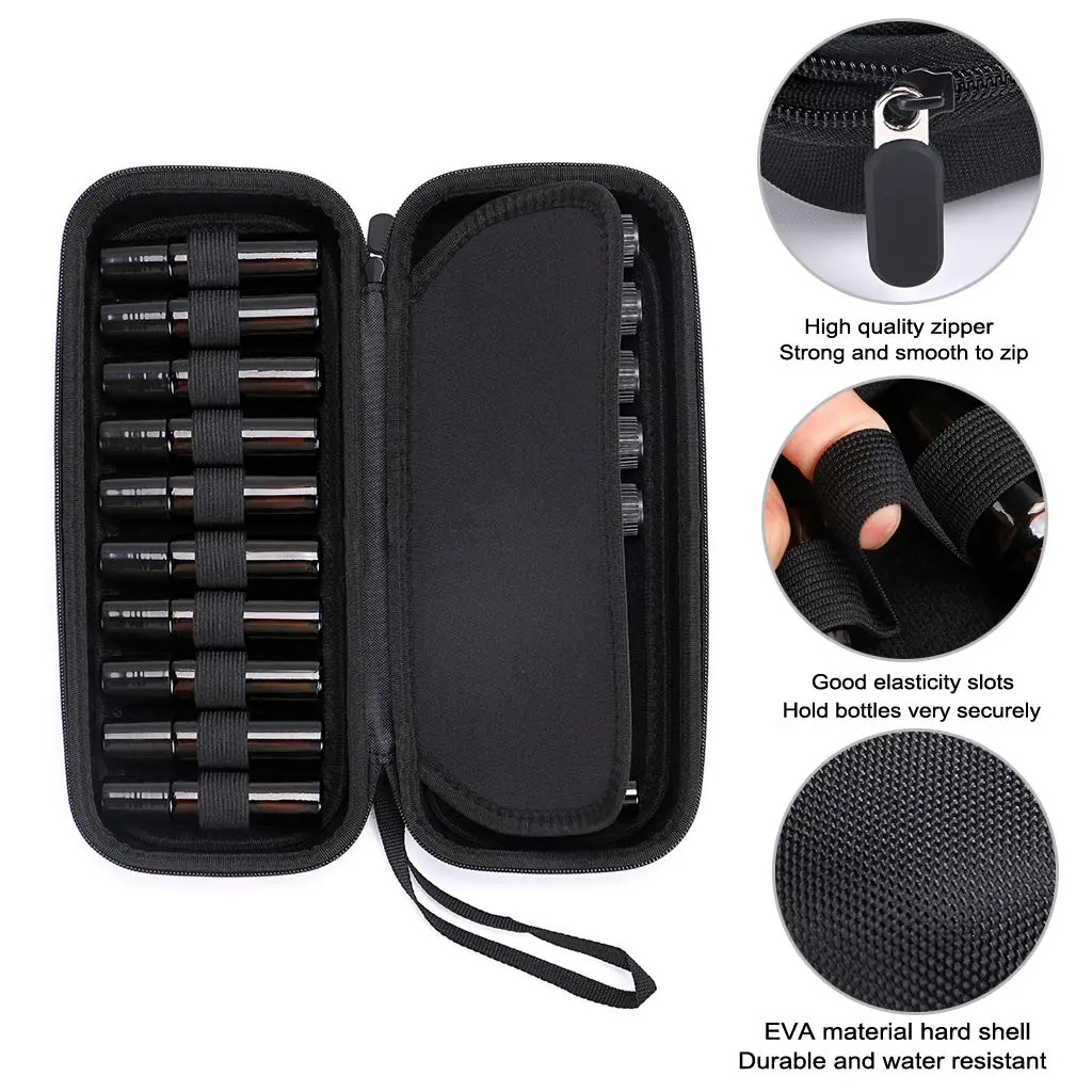 Hipiwe EVA Essential Oils Carrying Case Organizer for 20Pcs 5ml 10ml Bottle | Water-Resistant, Lightweight & Compact - view 3
