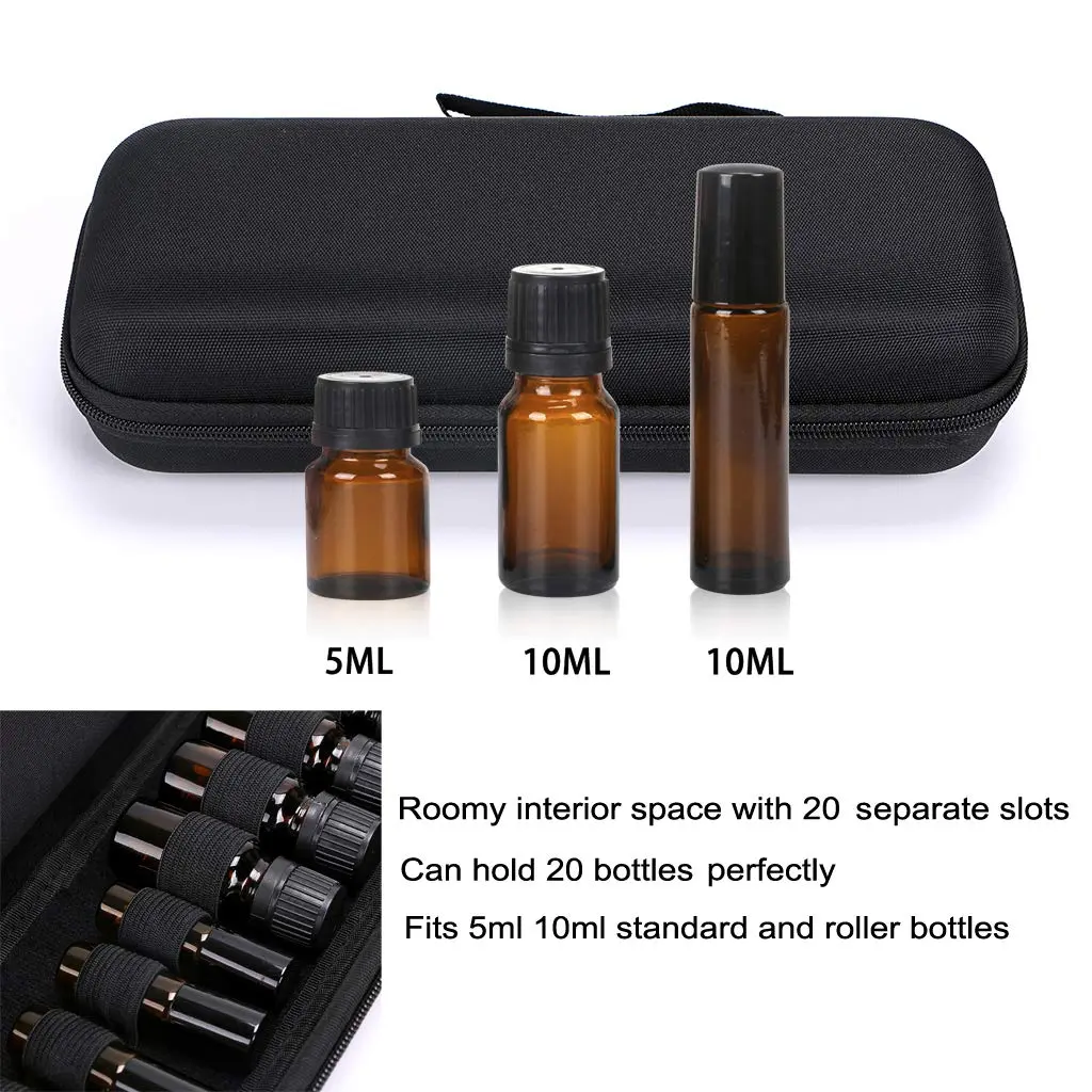 Hipiwe EVA Essential Oils Carrying Case Organizer for 20Pcs 5ml 10ml Bottle | Water-Resistant, Lightweight & Compact - view 4