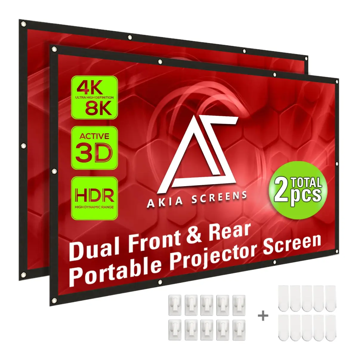 AKIA SCREENS 120" Dual Projection Projector Screen 16:9 Front & Rear 104.6" W x 58.8" H | Portable Foldable Anti-Crease 8K/4K Ultra HD Ready Indoor Outdoor Home Theater Screen - main product image