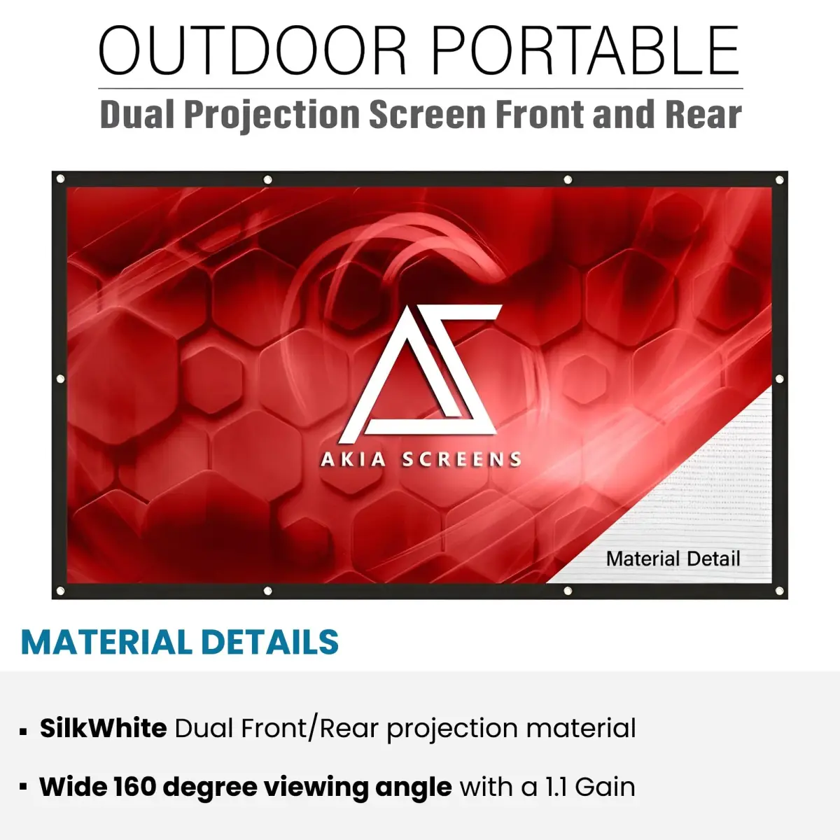 AKIA SCREENS 120" Dual Projection Projector Screen 16:9 Front & Rear 104.6" W x 58.8" H | Portable Foldable Anti-Crease 8K/4K Ultra HD Ready Indoor Outdoor Home Theater Screen - view 3