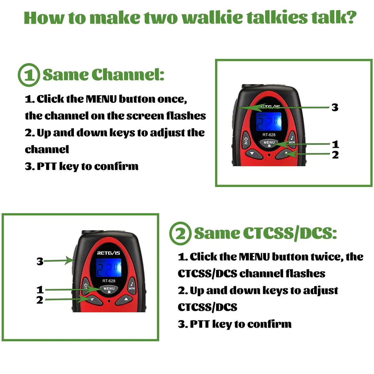 Retevis RT628 Walkie Talkies for Kids & Family | 22 Channels, VOX, Keypad Lock, 4 Pack - view 7