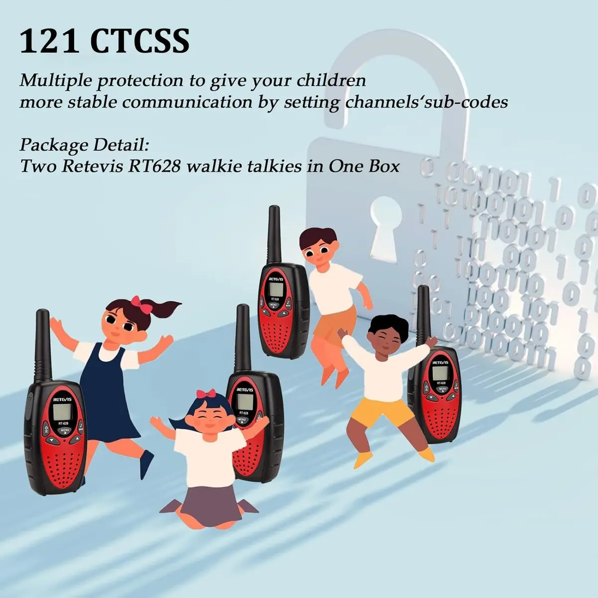 Retevis RT628 Walkie Talkies for Kids & Family | 22 Channels, VOX, Keypad Lock, 4 Pack - view 8