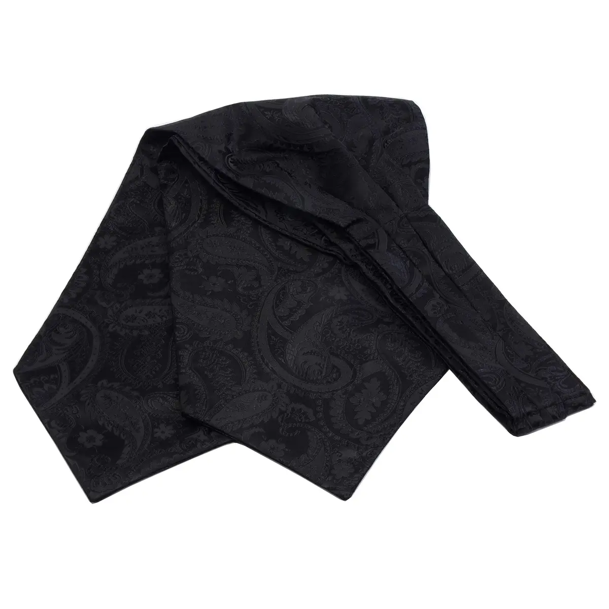 GUSLESON Men's Black Ascot Paisley Tie Floral Jacquard Woven Gift Cravat Necktie and Pocket Square Set (0603-08) | Elegant Floral Design - view 4