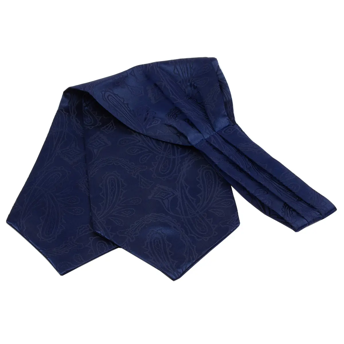 GUSLESON Navy Blue Paisley Self Tie Necktie & Handkerchief Set | Floral Luxury Ascot for Men - view 4