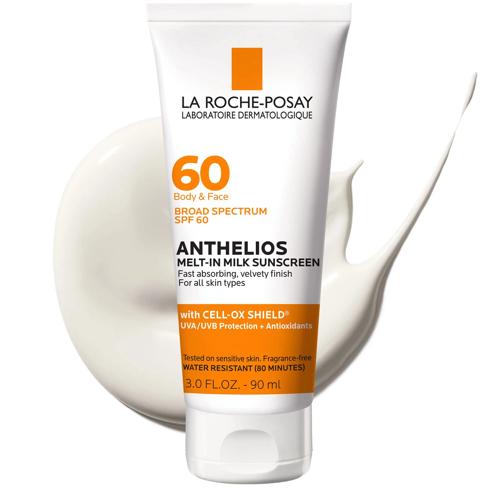 La Roche-Posay Anthelios Melt-In Milk Sunscreen SPF 60, Broad Spectrum UVA/UVB Protection, 3 Fl Oz (Pack of 1) - main product image
