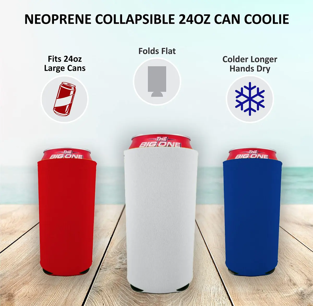 Coolie Junction Neoprene 24 oz. Can Coolie | Collapsible, Keeps Drinks Cold & Hands Dry - view 3