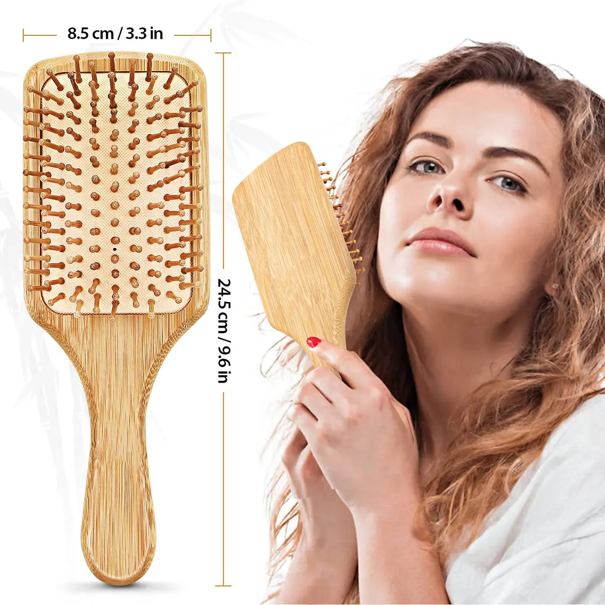 BUNDLEPRO Hair Brush with Natural Bristles | Detangling Paddle for All Hair Types, 2 Pack - view 3