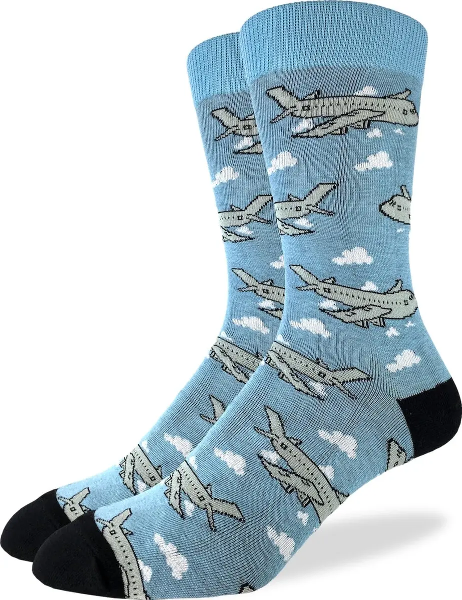 Good Luck Sock Men's Jumbo Jet Airplane Pilot Socks | Crew Length, Shoe Size 7-12, All-Day Breathability - main product image