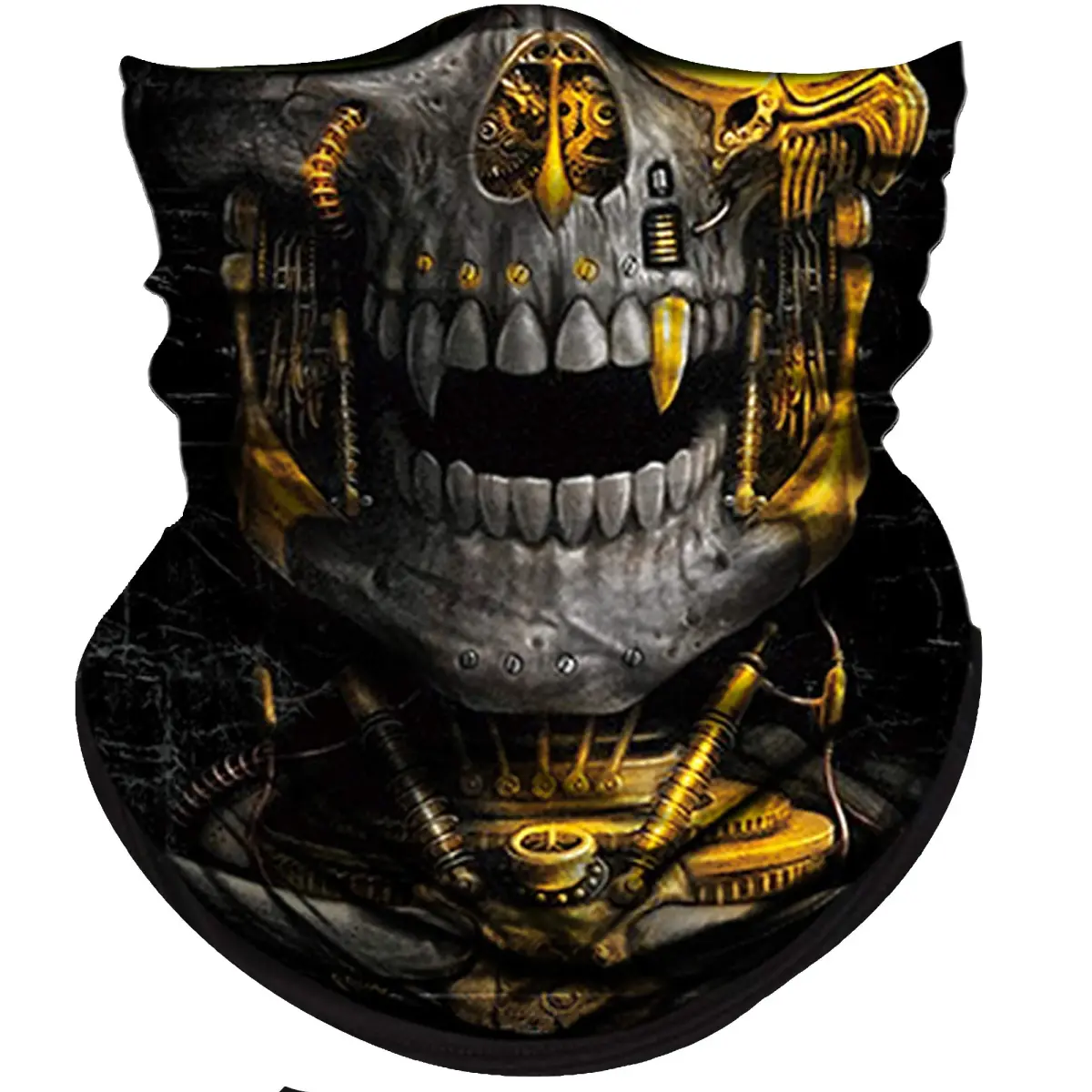 Obacle Mechanical Grey-Gold Skull Half Face Mask for Dust, Wind, UV Sun Protection - main product image