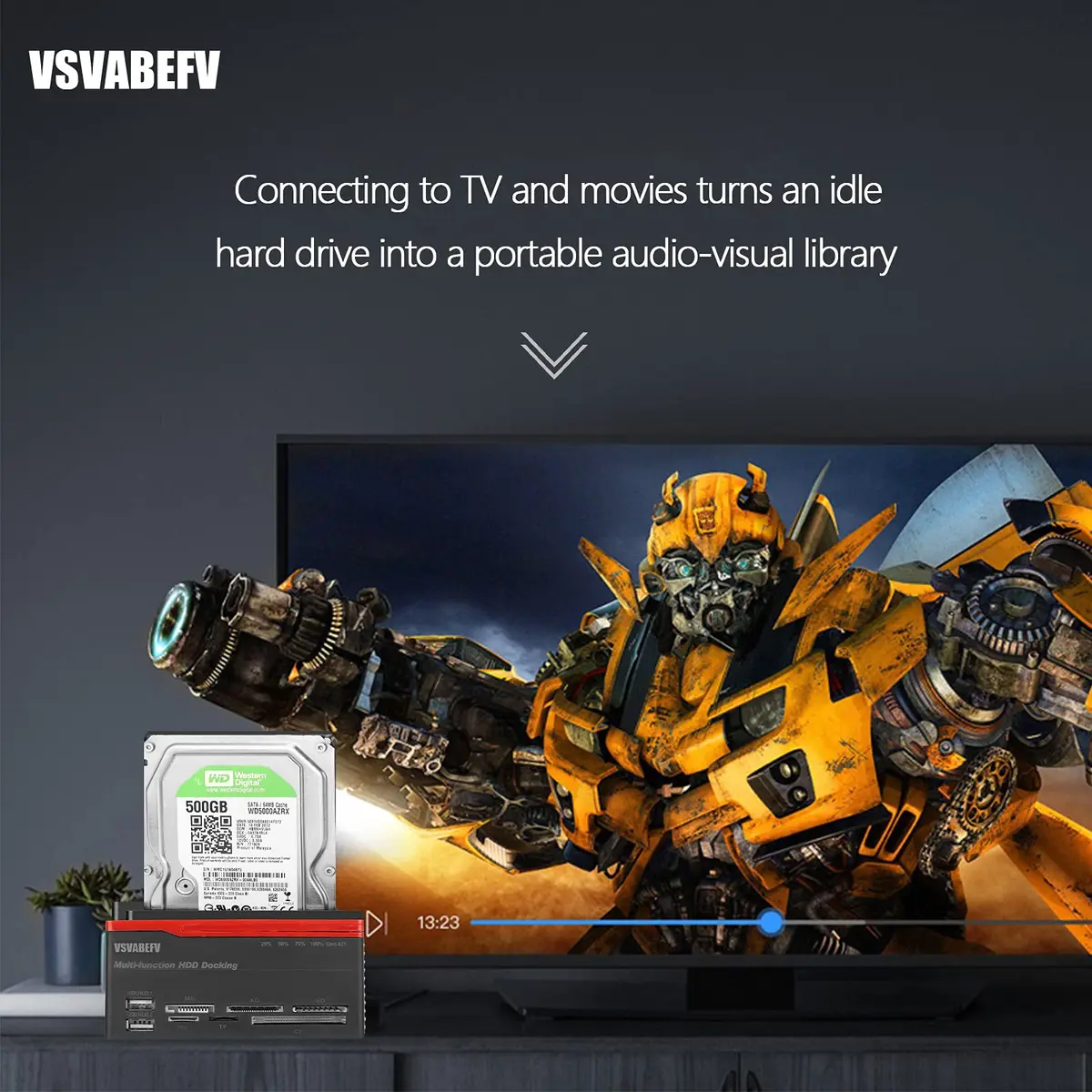VSVABEFV IDE Hard Drive Docking Station 2.5 & 3.5 Inch USB 3.0 | High-Speed Data Transfer & Multi-Card Reader - view 5
