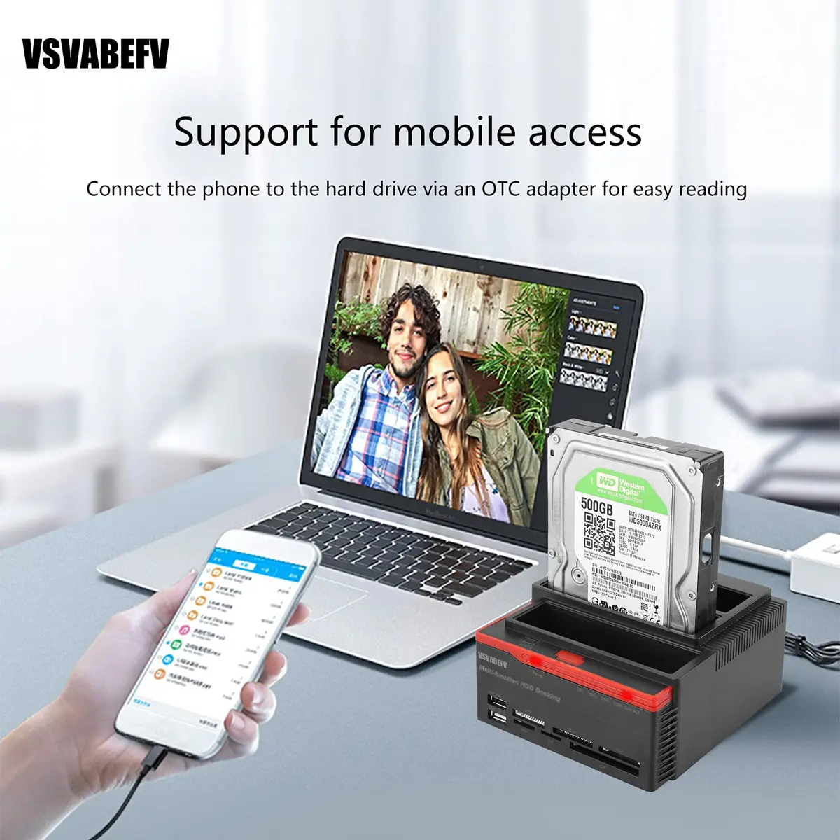 VSVABEFV IDE Hard Drive Docking Station 2.5 & 3.5 Inch USB 3.0 | High-Speed Data Transfer & Multi-Card Reader - view 8