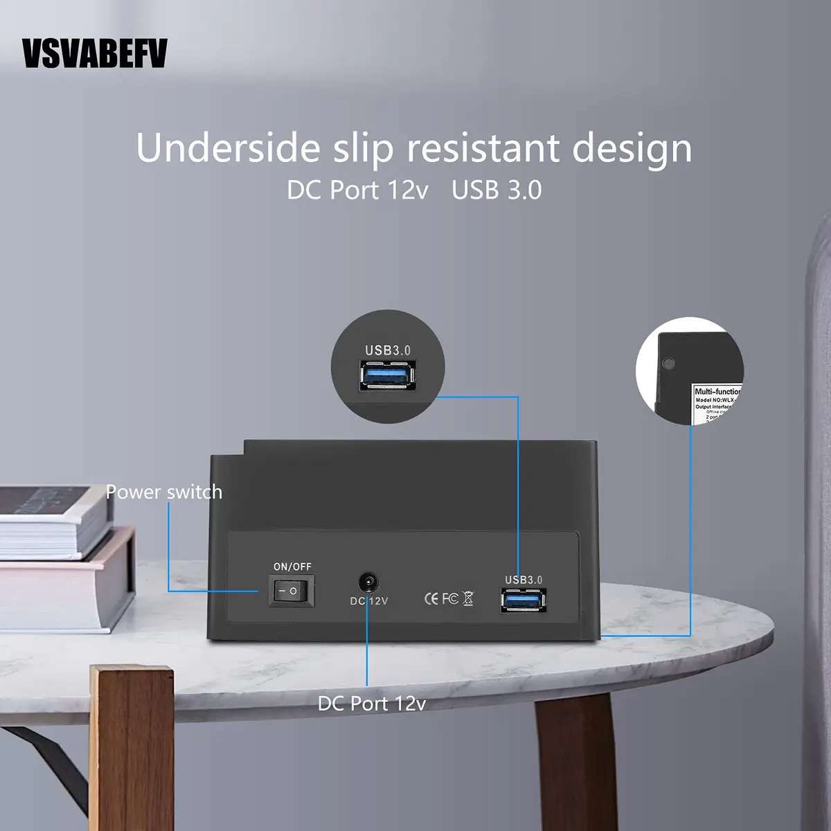 VSVABEFV IDE Hard Drive Docking Station 2.5 & 3.5 Inch USB 3.0 | High-Speed Data Transfer & Multi-Card Reader - view 2