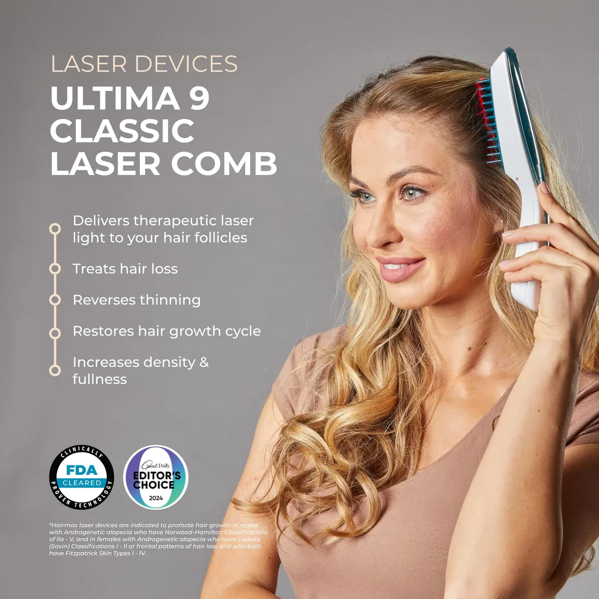 Hairmax Ultima 9 Classic LaserComb | FDA Cleared Red Light for Hair Regrowth in India - view 2