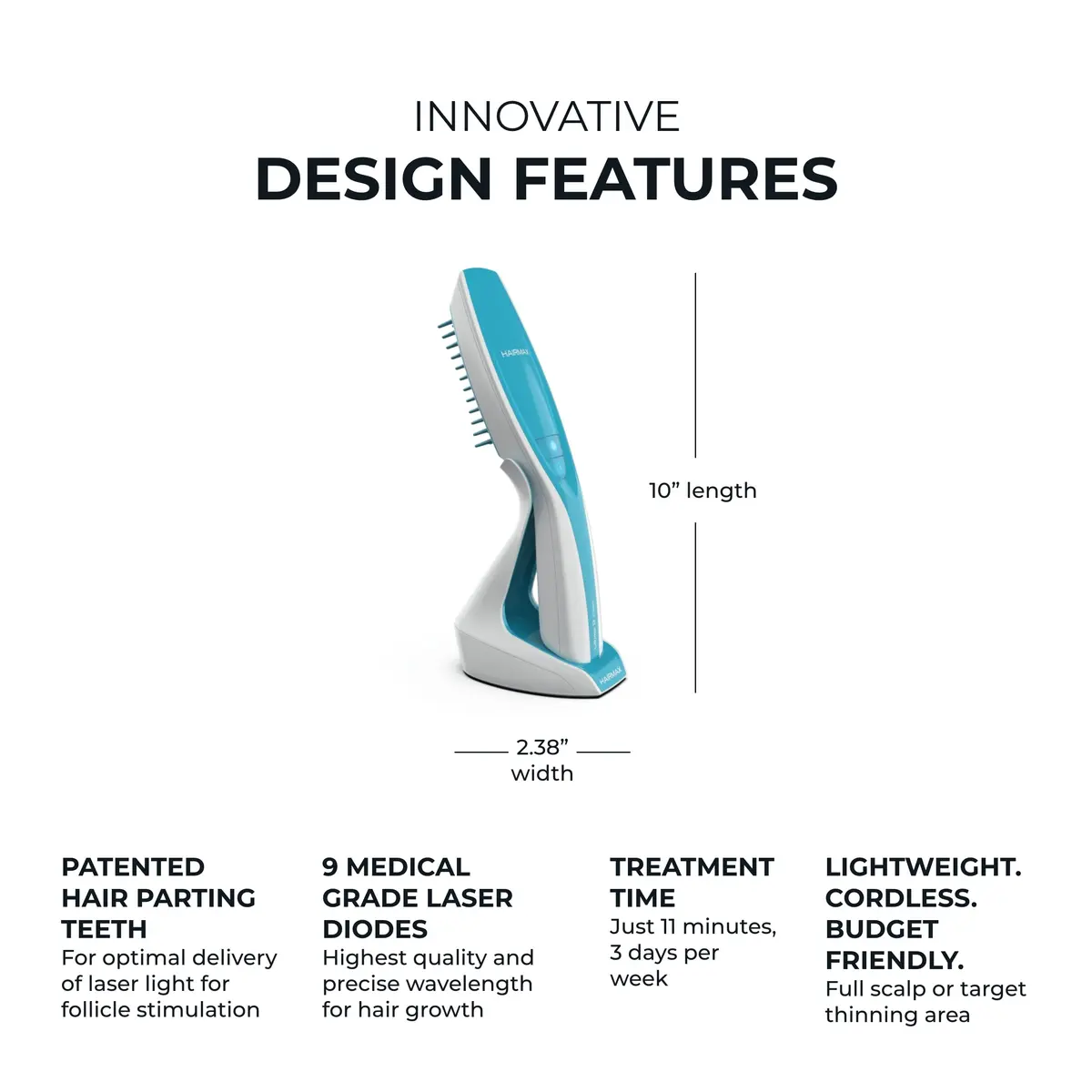 Hairmax Ultima 9 Classic LaserComb | FDA Cleared Red Light for Hair Regrowth in India - view 4
