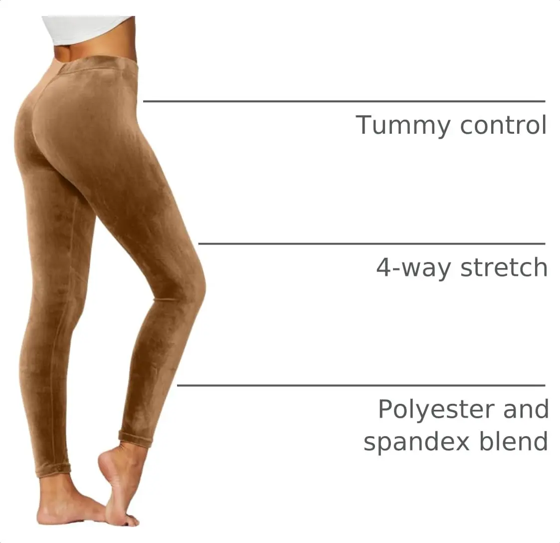 Conceited Velvet Leggings for Women - Soft Warm Velour Pants | High Waist, Skinny Fit, Small - view 4