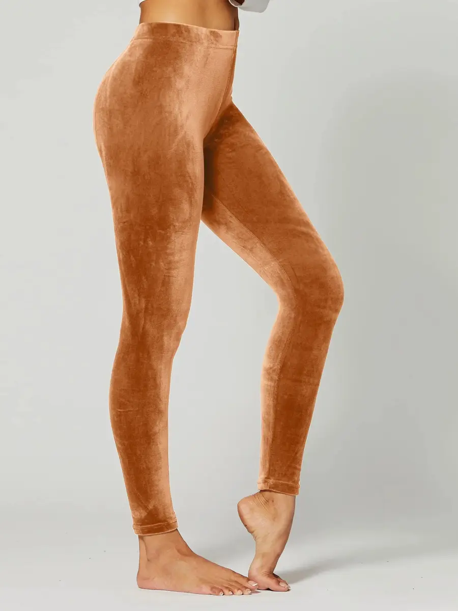Conceited Velvet Leggings for Women - Soft Warm Velour Pants | High Waist, Skinny Fit, Small - view 6