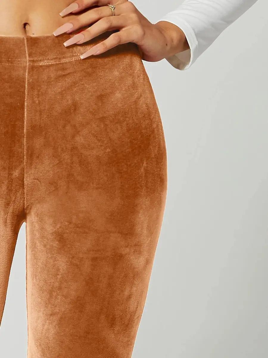 Conceited Velvet Leggings for Women - Soft Warm Velour Pants | High Waist, Skinny Fit, Small - view 7