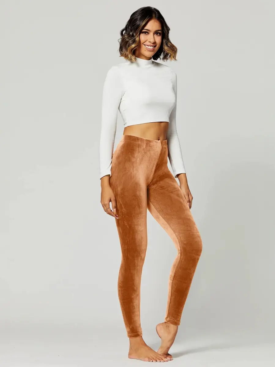 Conceited Velvet Leggings for Women - Soft Warm Velour Pants | High Waist, Skinny Fit, Small - view 2