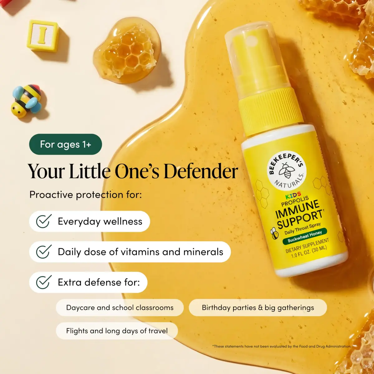 Beekeeper's Naturals Kids Propolis Throat Spray 30ml (1 Fl Oz) | Natural Immune Support & Sore Throat Relief - view 2