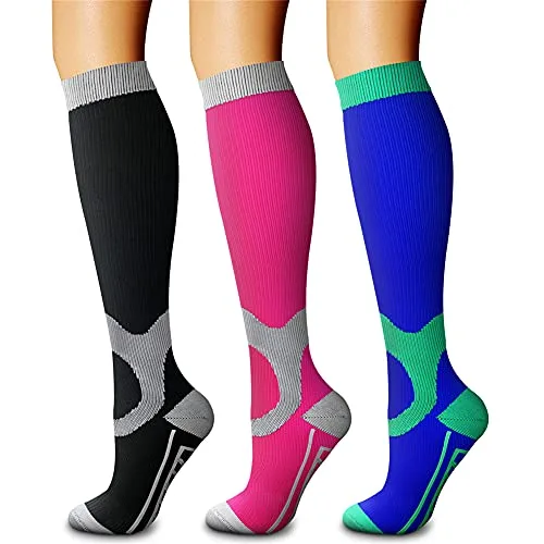 CHARMKING Compression Socks for Women & Men (3 Pairs) L/XL Multi 17 | FDA Approved Medical Grade Support - main product image