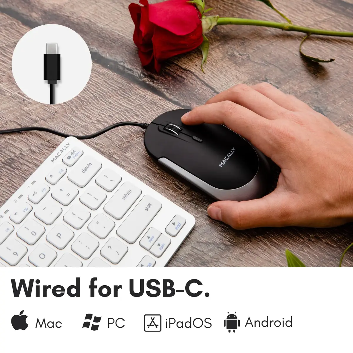 Macally USB Type C Mouse - Slim & Compact Design | Silent & DPI Switch for Mac & PC - view 4