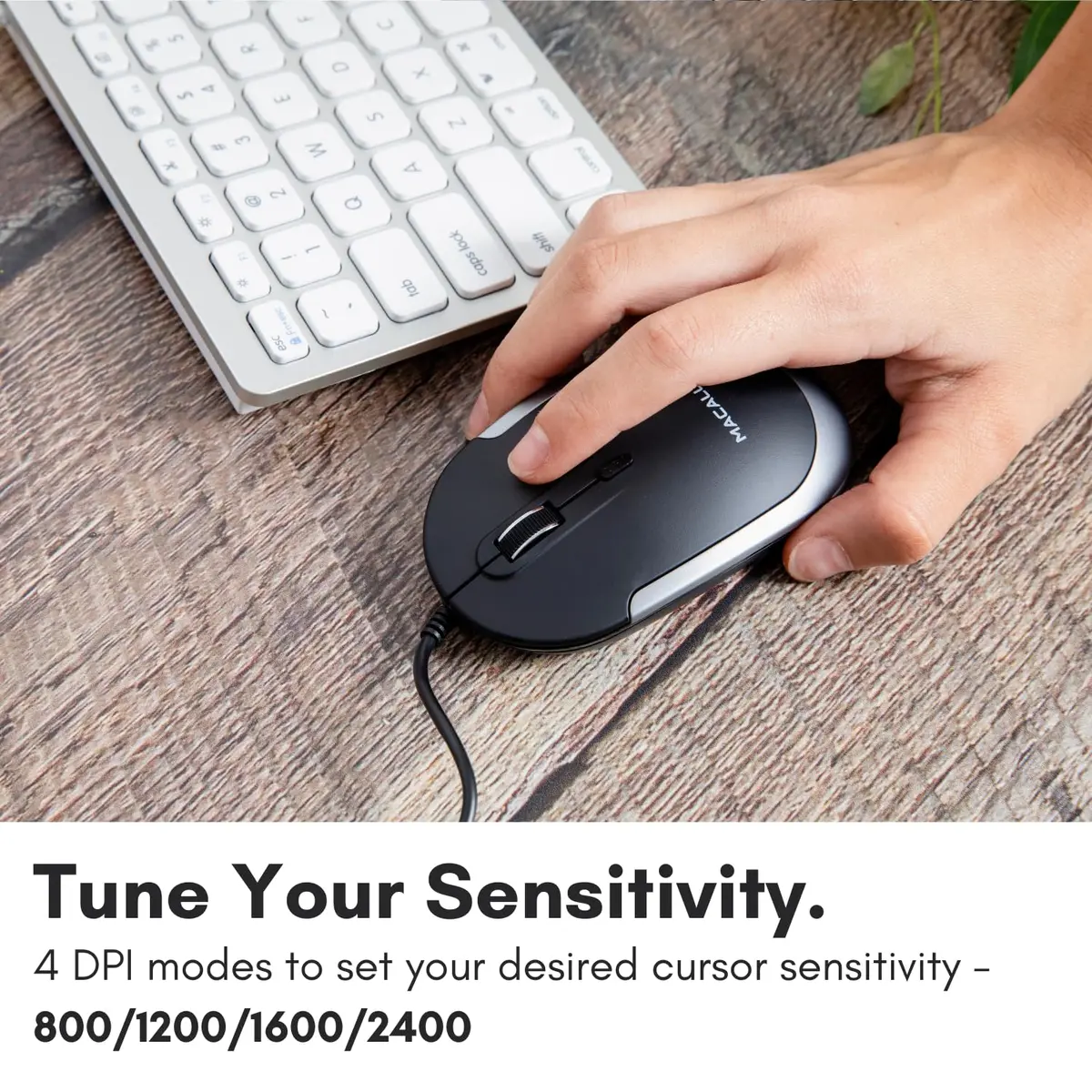 Macally USB Type C Mouse - Slim & Compact Design | Silent & DPI Switch for Mac & PC - view 6